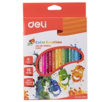 Карандаши цветные Deli Color Emotion EC00210 трехгранные липа 18цв. коробка/европод.
