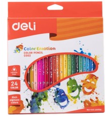 Карандаши цветные Deli Color Emotion EC00220 трехгранные липа 24цв. коробка/европод.