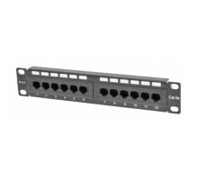Коммутационная панель SNR, 10" неэкранированная, 1U, 12 портов, cat.5e, горизонтальная заделка
