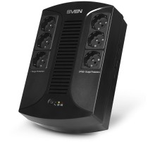 ИБП SVEN UP-L1000E, линейно-интерактивный, AVR, 1000ВА, 510Вт, 6 евро розеток 6*CEE7/4 (3х UPS/сетевой фильтр+3 x сетевой фильтр) , LED-индикация, черный, габариты 185 × 280 × 95мм, 5.9кг SVEN UP-L1000E (SV-016593)