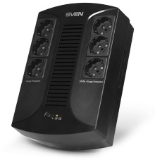 ИБП SVEN UP-L1000E, линейно-интерактивный, AVR, 1000ВА, 510Вт, 6 евро розеток 6*CEE7/4 (3х UPS/сетевой фильтр+3 x сетевой фильтр) , LED-индикация, черный, габариты 185 × 280 × 95мм, 5.9кг SVEN UP-L1000E (SV-016593)