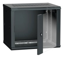 19" настенный шкаф 6U 600x450, стекл. передняя дверь, черный (плоск. упак) ITK LWR5-06U64-GF, 19" 6U