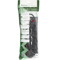 Сетевой фильтр Defender ES largo 1,8 м, черный, 5 розеток (пакет) Defender ES largo (1.8 м, 5 розеток) (99497)