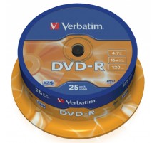 Диск DVD-R Verbatim 4.7Gb 16x Cake Box (25шт) (43522)