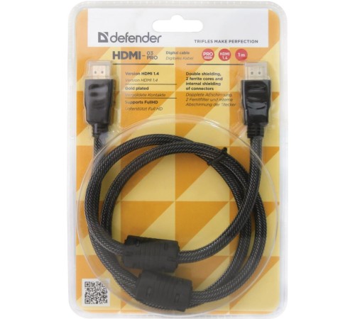 Defender Цифровой кабель HDMI-03PRO HDMI M-M, ver 1.4, 1.0 м (87340)