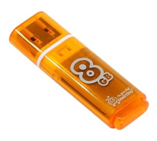 Флеш Диск Smartbuy 8Gb Glossy SB8GBGS-OR USB2.0 оранжевый