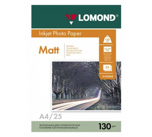 Фотобумага Lomond 0102039 A4/130г/м2/25л./белый матовое/матовое для струйной печати
