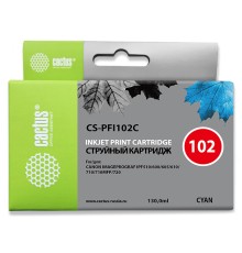 Картридж струйный Cactus CS-PFI102C синий (130мл) для Canon IP iPF500/iPF600/iPF700/ MFP M40/iPF765/LP17/LP24