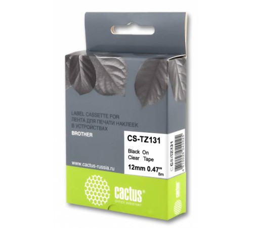 Картридж ленточный Cactus CS-TZ131 TZe-131 черный для Brother 1010/1280/1830VP/7600VP