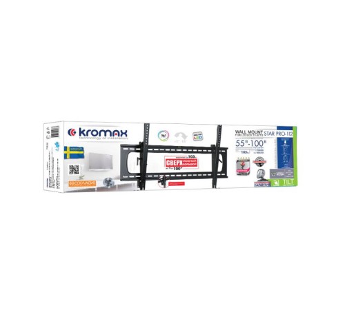 Кронштейн для телевизора Kromax STAR PRO-112 черный 55"-100" макс.103кг настенный наклон Кронштейн для телевизора Kromax STAR PRO-112 черный 55"-100" макс.103кг настенный наклон