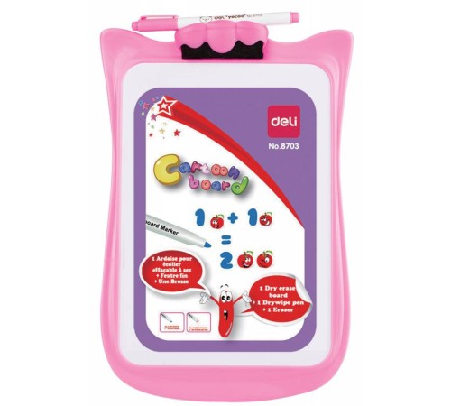 Доска маркерная Deli E8703 лак белый 20.6x30.3см пластик рама двухсторонняя маркер/стиратель