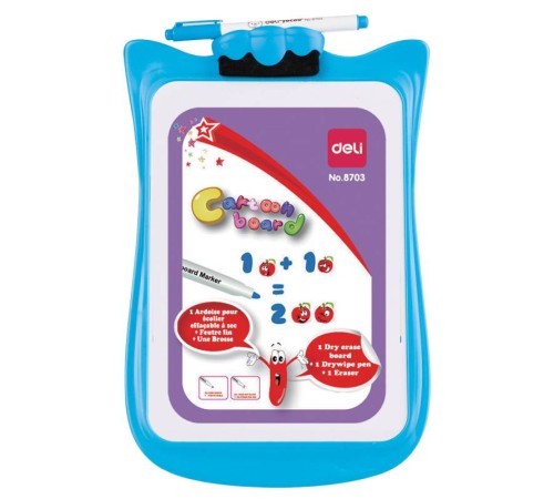 Доска маркерная Deli E8703 лак белый 20.6x30.3см пластик рама двухсторонняя маркер/стиратель