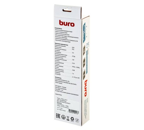Сетевой фильтр Buro 600SH-16-5-W 5м (6 розеток) белый (коробка) Сетевой фильтр Buro 600SH-16-5-W 5м (6 розеток) белый (коробка)