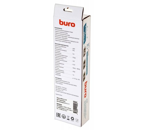 Сетевой фильтр Buro 600SH-16-1.8-B 1.8м (6 розеток) черный (коробка) Сетевой фильтр Buro 600SH-16-1.8-B 1.8м (6 розеток) черный (коробка)