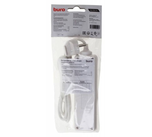 Сетевой удлинитель Buro BU-PS3.1/W 1.5м (3 розетки) белый (пакет ПЭ)