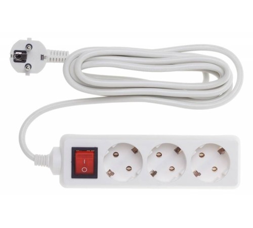 Сетевой удлинитель Buro BU-PS3.3/W 3м (3 розетки) белый (пакет ПЭ)
