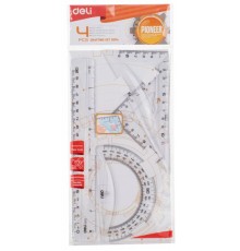 Набор линеек Deli Pioneer EG00412 пластик прозрачный компл.:лин.20см./треуг.2шт./трансп. европодвес
