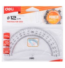 Транспортир Deli Pioneer EG10212 пластик дл.12см прозрачный градуировка УФ чернила европодвес