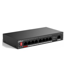 DAHUA DH-SF1009P 9-портовый неуправляемый коммутатор с РоЕ, 9xRJ45 100Mb, суммарно до 96Вт, коммутационная ёмкость 1.8 Гбит/с, передача пакетов 1.34 Мпак/с, таблица МАС-адресов 2K, металл