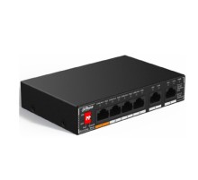 DAHUA DH-SG1006P 6-портовый гигабитный неуправляемый коммутатор c PoE, 6xRJ45 1Gb, суммарно до 60Вт, коммутационная ёмкость 14 Гбит/с, передача пакетов 8.92 Мпак/с, таблица МАС-адресов 2K, металл