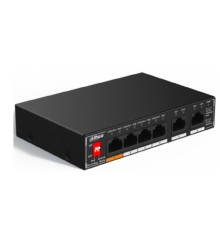 DAHUA DH-SG1006P 6-портовый гигабитный неуправляемый коммутатор c PoE, 6xRJ45 1Gb, суммарно до 60Вт, коммутационная ёмкость 14 Гбит/с, передача пакетов 8.92 Мпак/с, таблица МАС-адресов 2K, металл