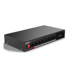 DAHUA DH-SG1008P 8-портовый гигабитный неуправляемый коммутатор c PoE, 1xRJ45 1Gb, суммарно до 96Вт, коммутационная ёмкость 20 Гбит/с, передача пакетов 11.9 Мпак/с, таблица МАС-адресов 8K, металл