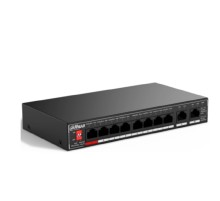 DAHUA DH-SG1010P 10-портовый гигабитный неуправляемый коммутатор c PoE, 10xRJ45 1Gb, суммарно до 96Вт, коммутационная ёмкость 20 Гбит/с, передача пакетов 14.88 Мпак/с, таблица МАС-адресов 4K