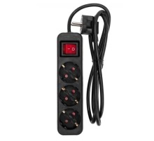 Rexant 13-4019 Удлинитель STANDARD 3 гнезда, 3м, 3х1,0мм?, с/з, с выключателем, черный