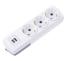 Rexant 13-4110 Удлинитель PREMIUM 3 гнезда, 3м, 3х1,5мм?, с/з, 2 USB, белый