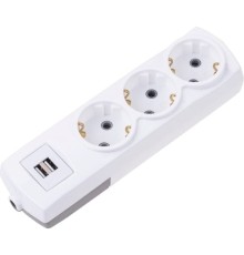Rexant 13-4110 Удлинитель PREMIUM 3 гнезда, 3м, 3х1,5мм?, с/з, 2 USB, белый