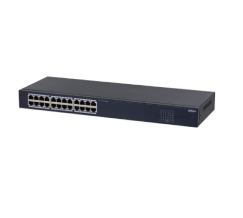 DAHUA DH-SF1024 24-портовый неуправляемый коммутатор, 24xRJ45 100Mb, коммутация 4.8 Гбит/с, MAC-таблица 8К, металл