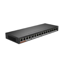 DAHUA DH-SG1016P 16-портовый гигабитный неуправляемый коммутатор c PoE, 16xRJ45 1Gb PoE, суммарно 190Вт, коммутация 32 Гбит/с, MAC-таблица 8К, металл
