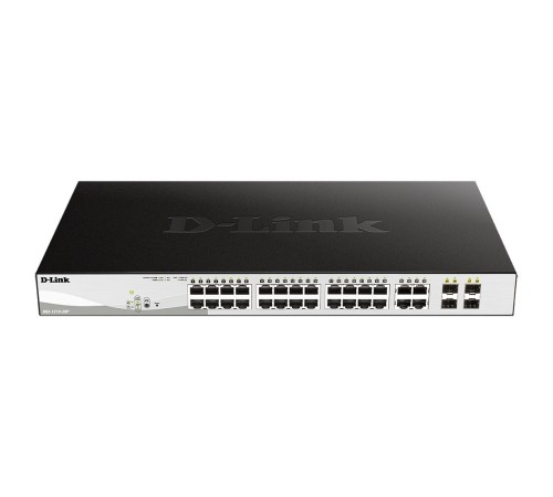 D-Link DGS-1210-28P/FL2A Управляемый L2 коммутатор с 24 портами 10/100/1000Base-T и 4 комбо-портами 100/1000Base-T/SFP (24 порта PoE 802.3af/at, РоЕ-бюджет 193 Вт)