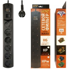 Сетевой фильтр Most HPw 2м (6 розеток) черный (коробка)