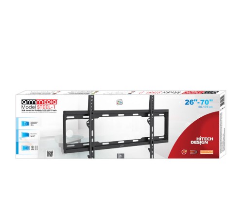 Кронштейн для телевизора Arm Media STEEL-1 черный 32"-90" макс.40кг настенный фиксированный Кронштейн для телевизора Arm Media STEEL-1 черный 32"-90" макс.40кг настенный фиксированный