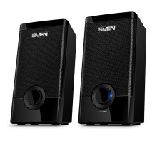 Колонки пластиковые SVEN 318, чёрный, акустическая система 2.0 (USB, мощность 2x2.5 Вт(RMS)), черный SVEN 318 (SV-015176)