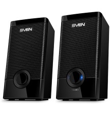 Колонки пластиковые SVEN 318, чёрный, акустическая система 2.0 (USB, мощность 2x2.5 Вт(RMS)), черный SVEN 318 (SV-015176)