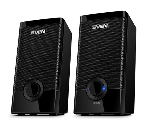 Колонки пластиковые SVEN 318, чёрный, акустическая система 2.0 (USB, мощность 2x2.5 Вт(RMS)), черный SVEN 318 (SV-015176)