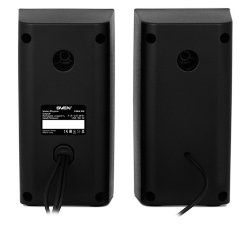 Колонки пластиковые SVEN 318, чёрный, акустическая система 2.0 (USB, мощность 2x2.5 Вт(RMS)), черный SVEN 318 (SV-015176)