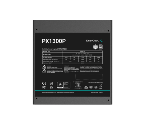 Блок питания Deepcool PX1300P (ATX 3.0, 1300W, Full Cable Management, PWM 120mm fan, Active PFC, 80+ PLATINUM, Gen5 PCIe) RET (PX1300P)