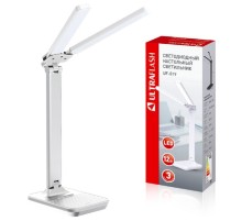 Ultraflash UF-819 C01 белый (Led, светильник настольный, 12Вт, 6000К, 3 ур.яркости, 2 плафона, кожа)