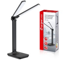 Ultraflash UF-819 C02 черный (Led, светильник настольный, 12Вт, 6000К, 3ур.яркости, 2 плафона, кожа)