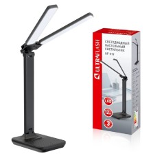 Ultraflash UF-819 C02 черный (Led, светильник настольный, 12Вт, 6000К, 3ур.яркости, 2 плафона, кожа)