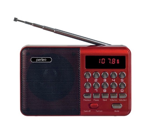 Perfeo радиоприемник цифровой PALM FM+ 87.5-108МГц/ MP3/ питание USB или 18650/ красный (i90-red) [PF_A4871]