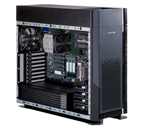 Серверная платформа Supermicro SuperWorkstation Full Tower 551A-T W-3400 Xeon/no DIMM(16) only DDR5/SATARAID HDD(4)LFF/1x10Gbe, 1x1Gbe/6xPCIex5-16/4xM.2/2x2000W (SYS-551A-T)
