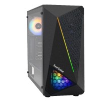 Exegate EX296073RUS Корпус Miditower ExeGate EVO-8225-EVO800 (ATX, БП EVO800RGB с вент. 12см, 2*USB+1*USB3.0, черный, 2 вент. с RGB подсветкой и полоса на передней панели, боковая панель - закаленное
