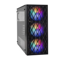 Exegate EX296075RUS Корпус Miditower ExeGate EVO-8243-EVO800 (ATX, БП EVO800RGB с вент. 12 см, 2*USB+1*USB3.0, черный, 3 вент. с RGB подсветкой, боковая панель - закаленное стекло)