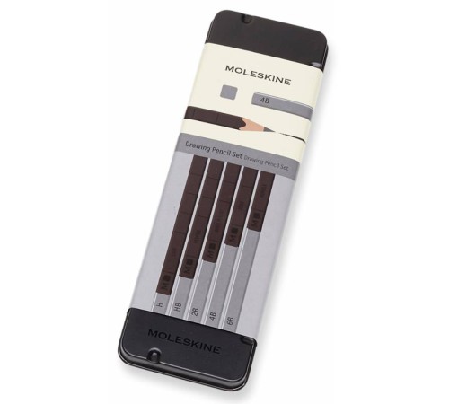 Набор карандашей чернографит. Moleskine DRAWING SET EW7P05GPHA (5 кар.H/HB/2B/4B/6B) коробка металлическая
