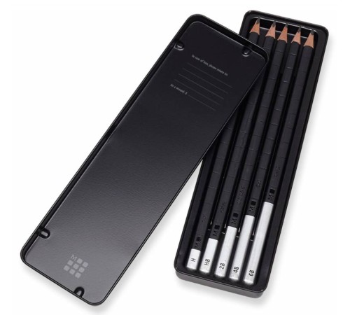 Набор карандашей чернографит. Moleskine DRAWING SET EW7P05GPHA (5 кар.H/HB/2B/4B/6B) коробка металлическая