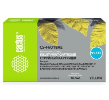 Картридж струйный Cactus CS-F6U18AE 953XL(есть ограничения по прошивке) желтый (26мл) для HP OJ Pro 7740/8210/8218/8710/8715